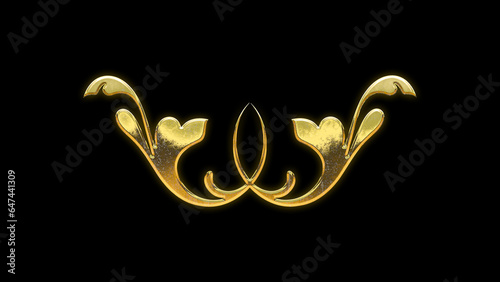 Golden gold ornament frame element cut out