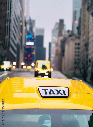 New York city taxi and buildings 