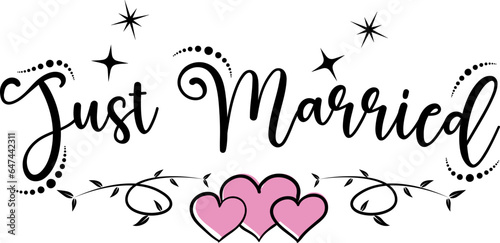 just married with heart vector file for t shirt and banner design  photo