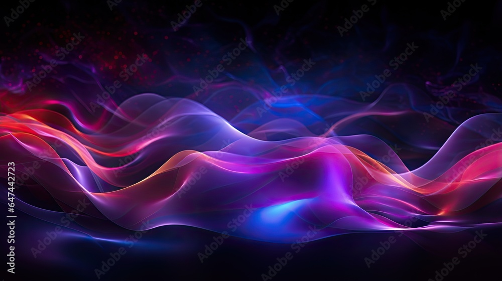 Fototapeta premium A display of vibrant patterns of energy flows of various colors against a dark background.