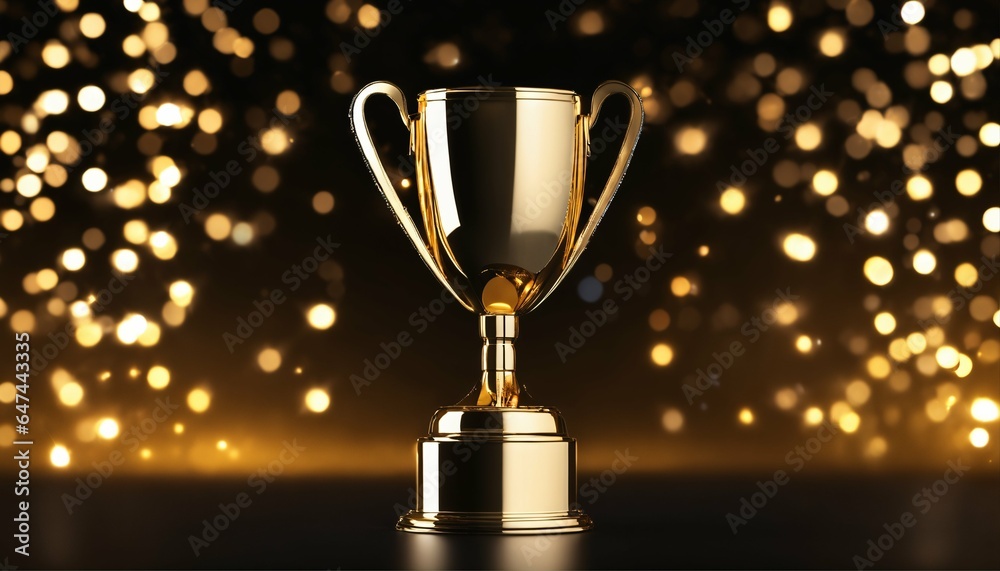 Winner trophy gleaming with sparks against a vibrant sparks background, representing triumph and success Winner trophy gleaming with sparks against a vibrant sparks background, representing triumph and success