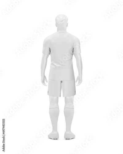 A Blank image of Men’s Full Soccer Kit Mockup - Back isolated on a white background © Bruno