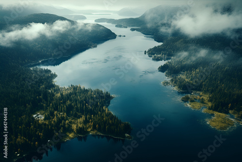 forest, mist, aerial, green, lush, nature, fog, trees, dense, wilderness, mystery, scenic, tranquil, aerial view, woodland, canopy, environment, outdoors, serene, wild © alphazero