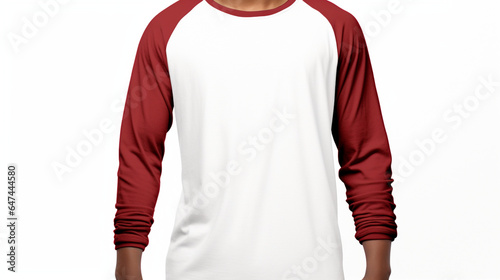 raglan red shirt on a white background for design photo