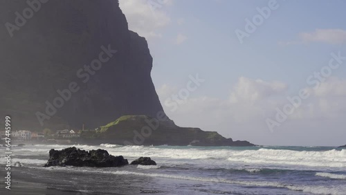 Beautiful waves hitting the Praia da Maiata Beach that is known for the excellence of its waves. It is one of surfers' favourite spots on Madeira's northeast coast photo