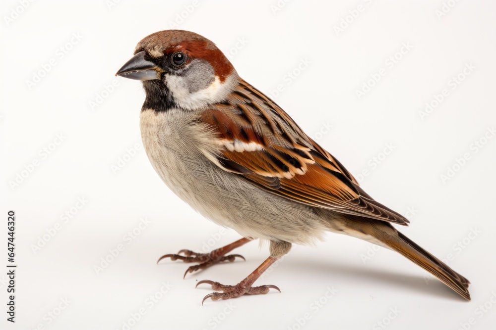 Close-up studio portrait of the bird House Sparrow Passer domesticus. Blank for design Close-up studio portrait of the bird House Sparrow Passer domesticus. Blank for design