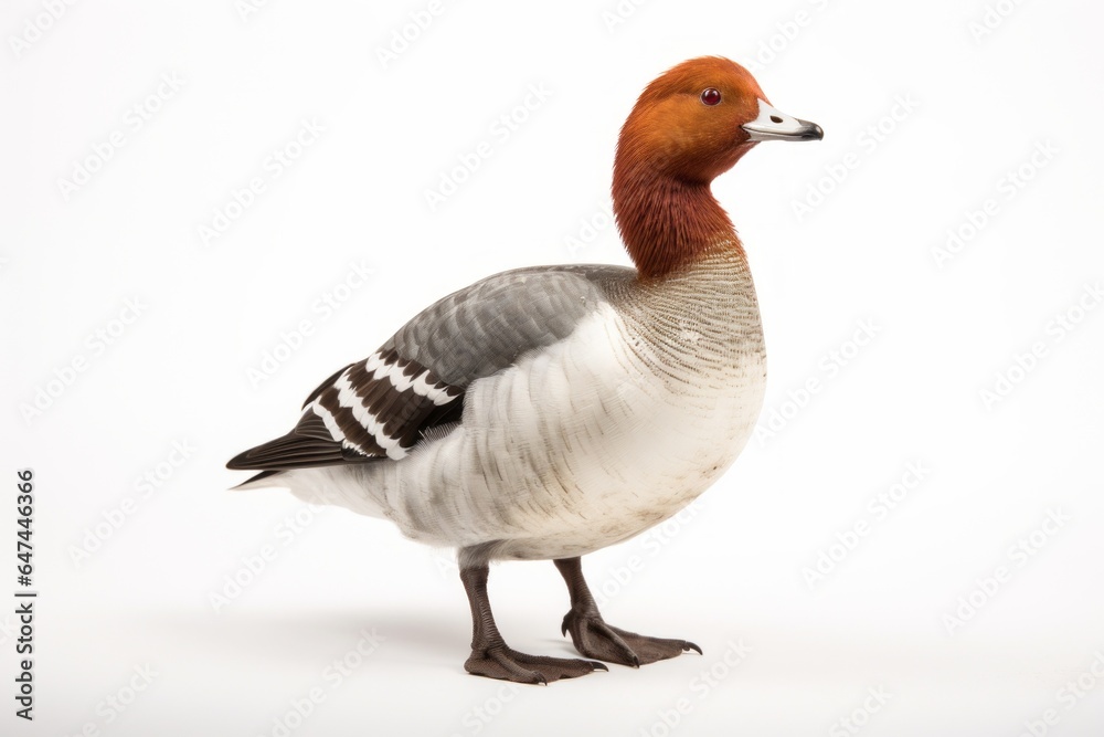 Close-up studio portrait of a bird Redhead Aythya americana. Blank for design Close-up studio portrait of a bird Redhead Aythya americana. Blank for design