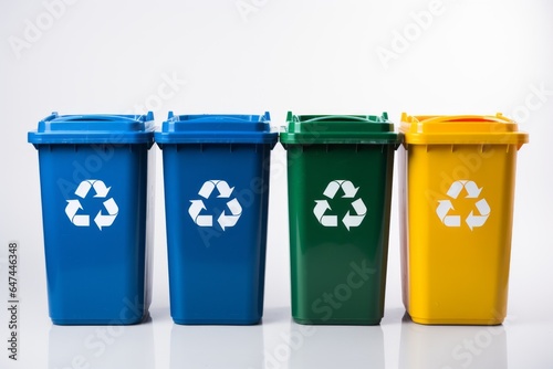 Garbage containers for waste sorting. Background with selective focus and copy space