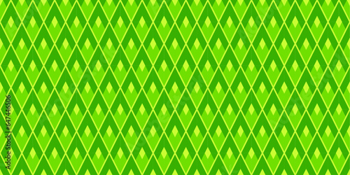 Abstract geometric seamless tile pattern with green lozenges with acute angles