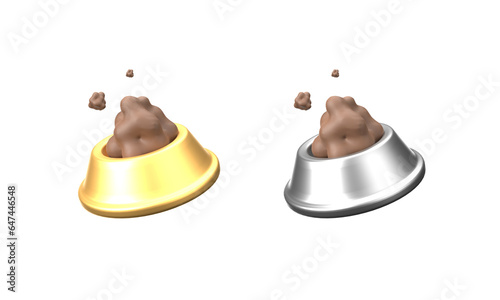 PNG 3d Icon Pet Life, pet food plate, cartoon style