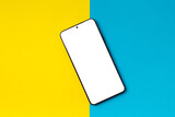 Smartphone on a yellow-blue background