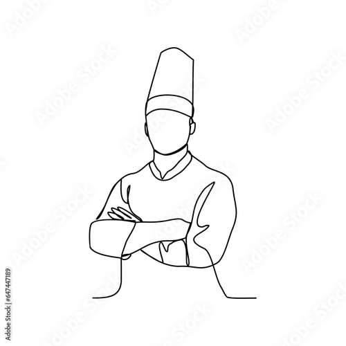 One continuous line drawing of Chef profession with white background. Chef profession design concept in simple linear style. Chef profession design concept vector illustration.