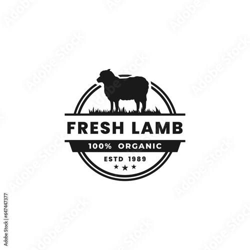 Fresh Lamb Logo or Fresh Lamb Label Vector Isolated. Best Fresh Lamb logo or label for product packaging design, print design, or Fresh Lamb design element.