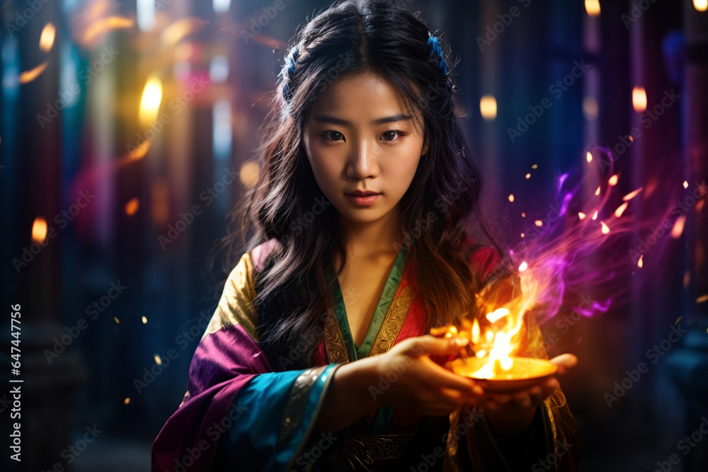 Fantasy Sorceress, Enchanting Young Magician Wielding Radiant Chi Fantasy Sorceress, Enchanting Young Magician Wielding Radiant Chi