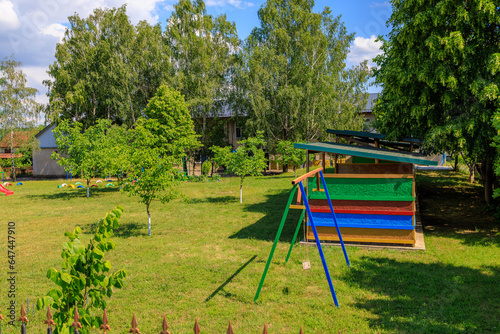 Children playground. Background with selective focus and copy space