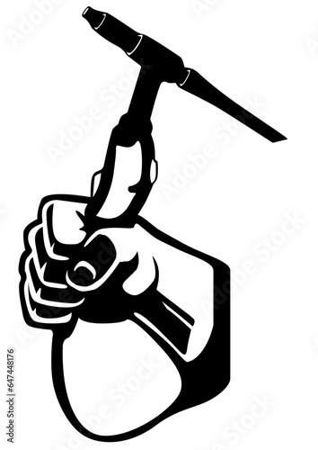 Hand with a welding tool