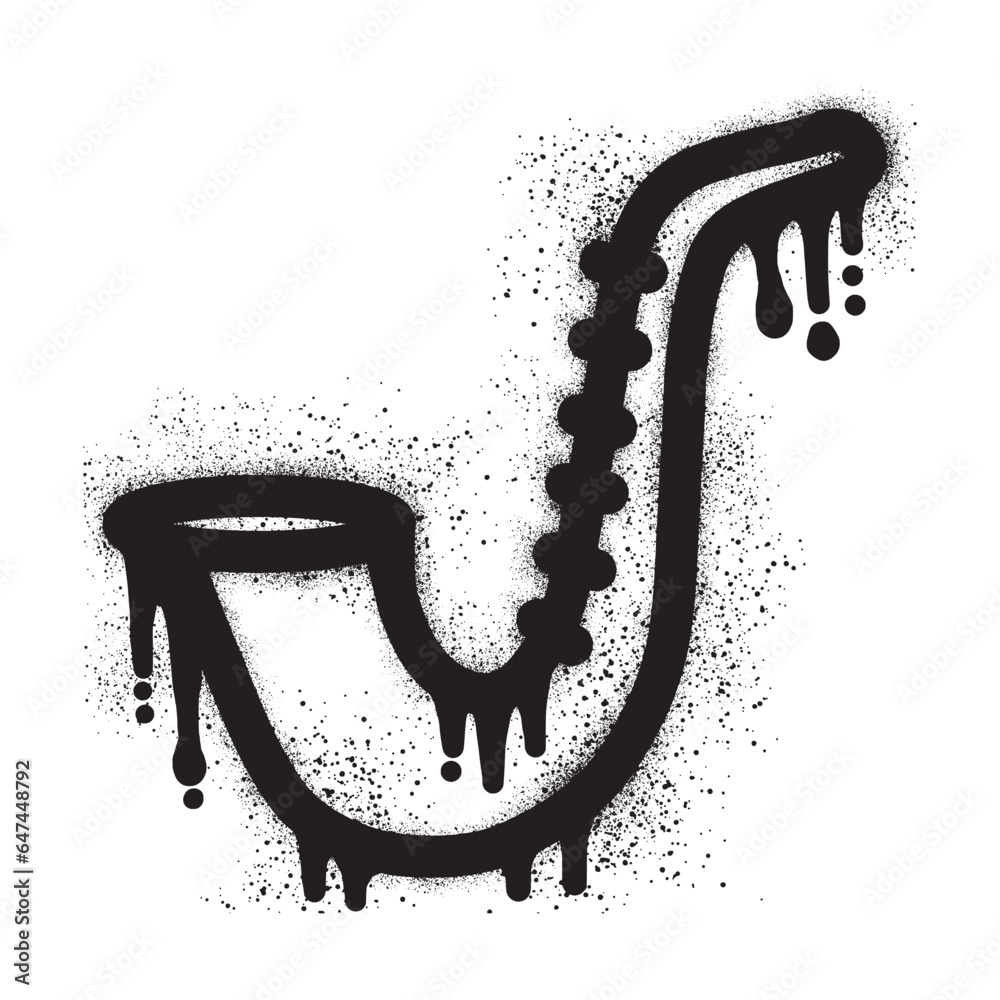 Obraz premium Saxophone graffiti with black spray paint