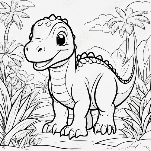 Immerse Yourself in the World of Dinosaurs: Coloring Adventure with a Baby Dino in 3D © Nuwan Wickramarathne