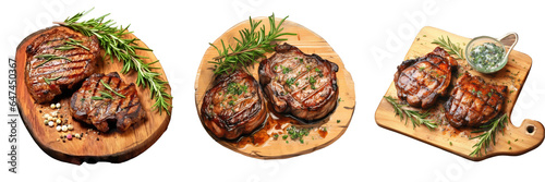 Png Set Grilled meat with chives on a transparent background