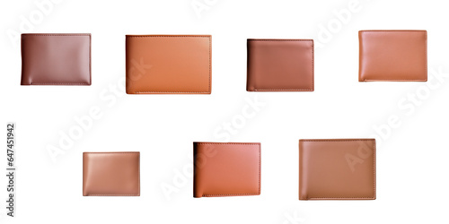 Png Set Fashionable brown leather wallet for men on a transparent background