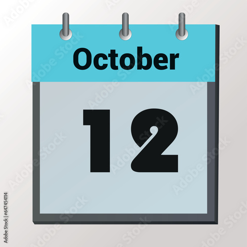 vector calendar page with date November 12, light colors