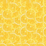 Lemon fruit slices. Watercolor seamless pattern with bright yellow color.