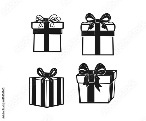 set vector gift box logo , isolated on black and white 