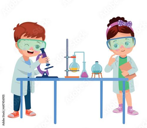 little scientist doing experiments and research
