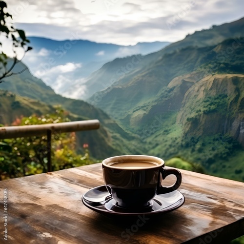 portrait of a cup of hot coffee with an aesthetic background