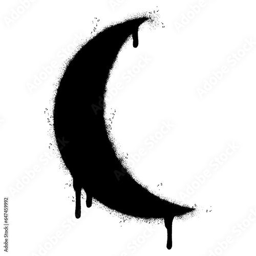 Spray Painted Graffiti crescent moon Sprayed isolated with a white background.