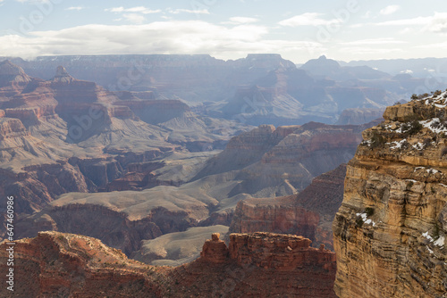 View from the South Rim at Grand Canyon National Park in winter, Arizona, USA