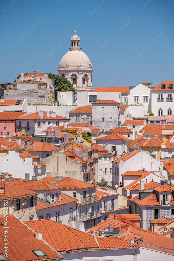  Beautiful views and architecture in Lisbon's old city from Portas do sol viewpoint.