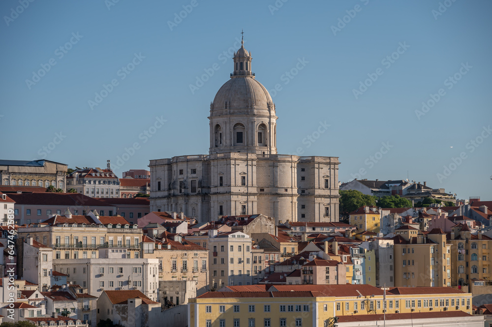 Beautiful views of the National Pantheon from a cruise ship in Lisbon's old city.