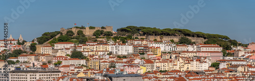 Panoramic view of the Castle of St. George in Lisbon's old city.