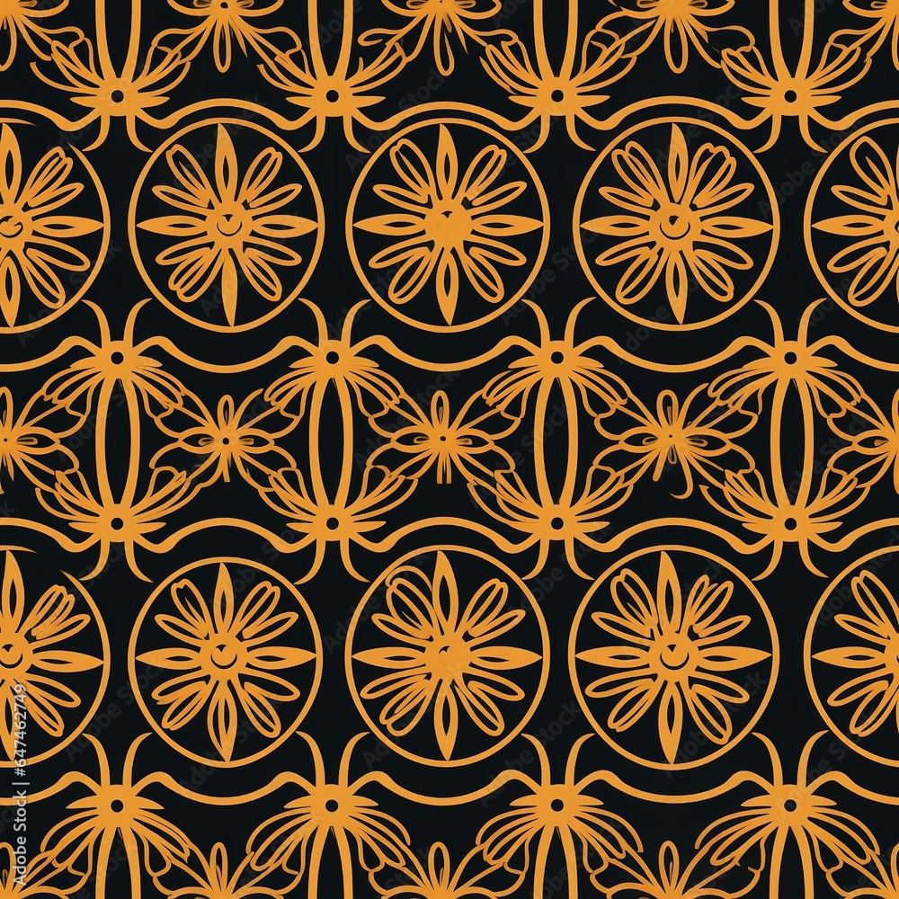 Traditional Chinese golden pattern on black background, seamless pattern design for Chinese mid autumn festival and Chinese new year backgrounds