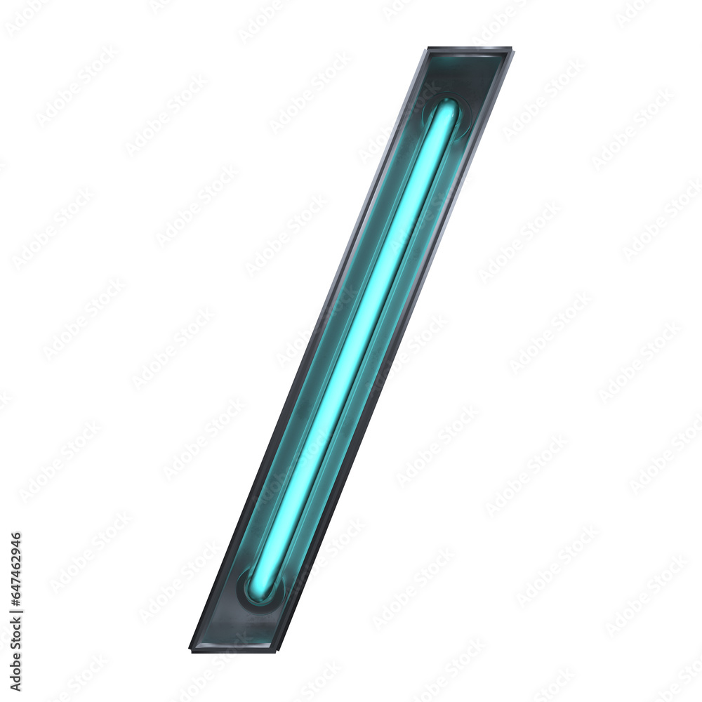 A 3D Slash Symbol Neon Illustration isolated on a white background A 3D Slash Symbol Neon Illustration isolated on a white background