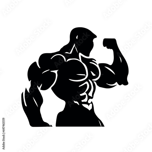músculos, silhueta de homem musculoso, academia de ginástica, logotipo de academia, logotipos de suplementos, saúde corporal, fisiculturista