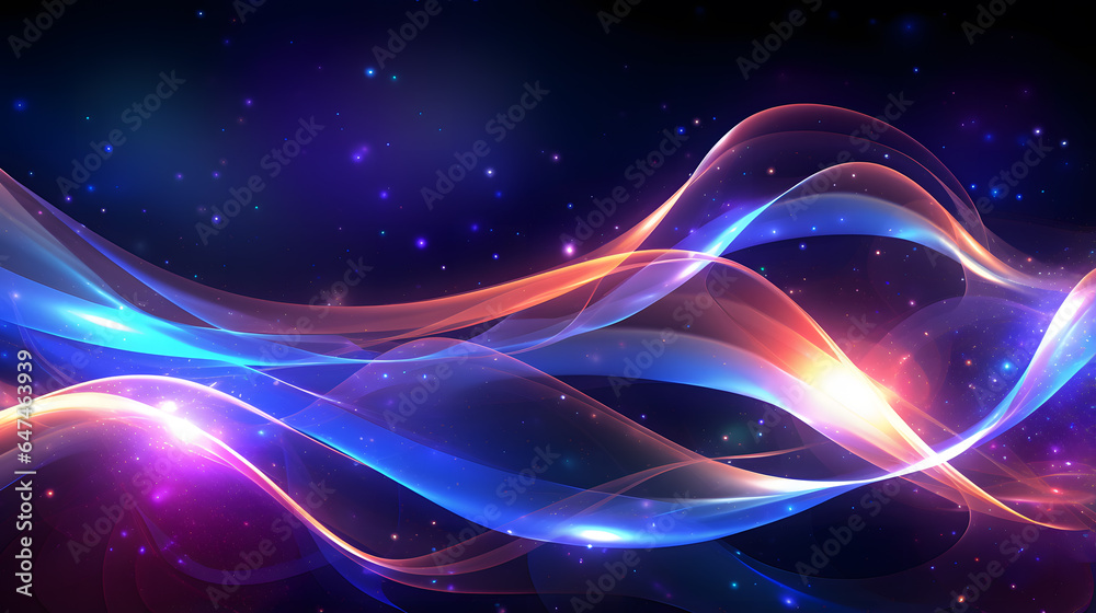 Desktop Wallpaper of Abstract, bright, blue celestial space with glowing fractal art and futuristic galaxy.