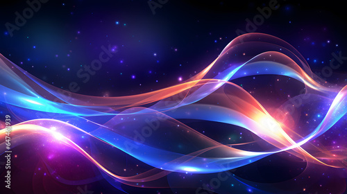 Desktop Wallpaper of Abstract, bright, blue celestial space with glowing fractal art and futuristic galaxy.