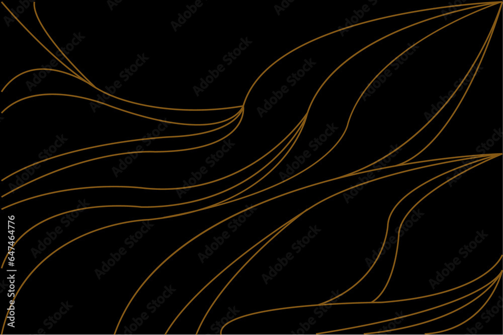 Abstract of spline pattern. Design Vintage style with japanese wave of water surface and ocean gold on black. Design print for illustration, textile and background. Set 8