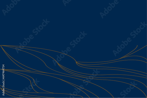 Abstract of spline pattern. Design Vintage style with japanese wave of water surface and ocean gold on blue. Design print for illustration, textile and background. Set 3