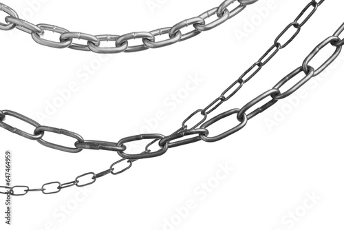 Three common metal chains isolated on white