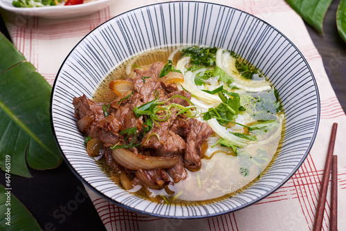 Vietnamese soup. Pan-Asian dish closeup