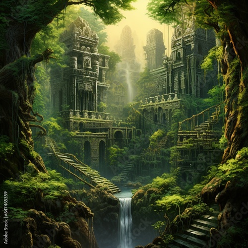 Temple of Solitude in Dense Forest Wallpaper