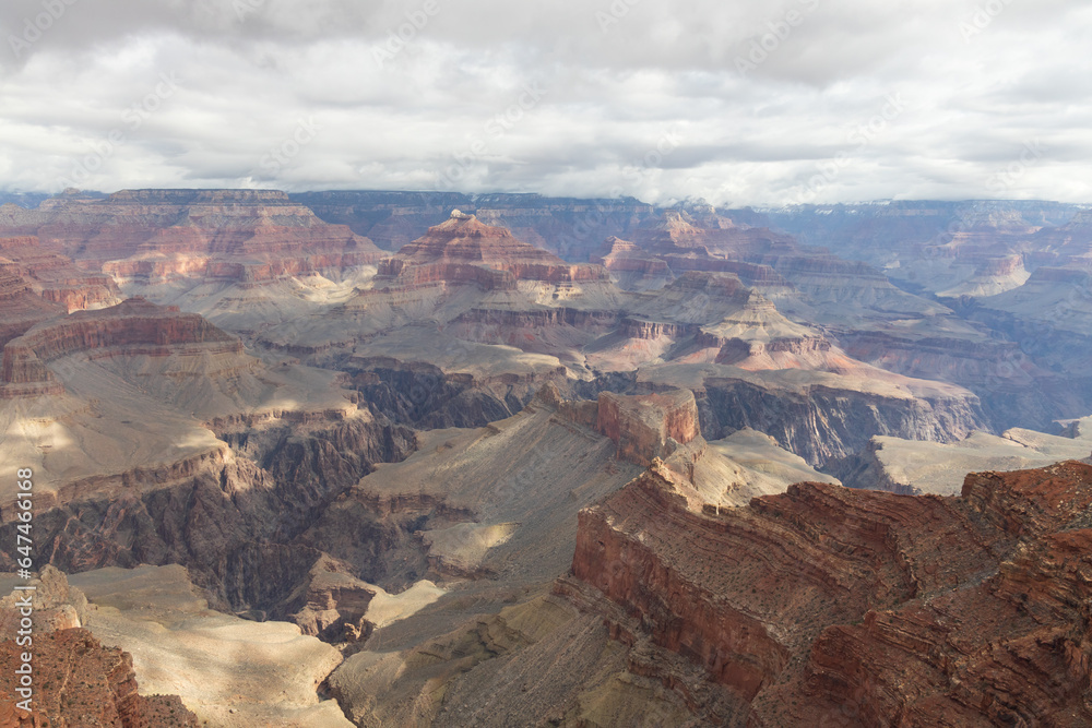 View from the South Rim at Grand Canyon National Park in winter, Arizona, USA