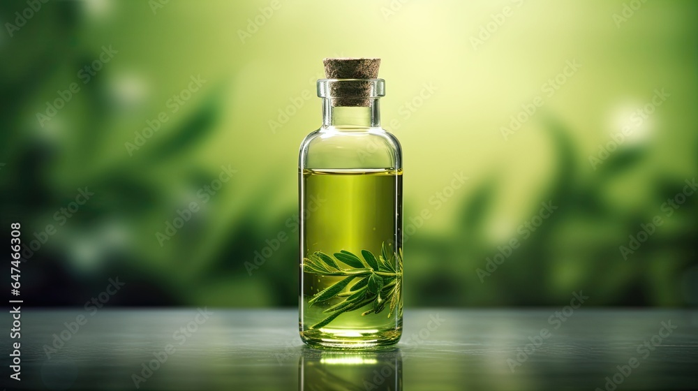 glass transparent bottle of herbal natural extract generative AI glass transparent bottle of herbal natural extract generative AI