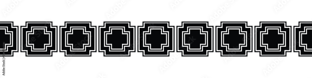 Black border. Aztec tribal seamless pattern in black and white. Abstract ethnic geometric art print design for textile template, fabric, rug, ornament, wallpaper, background, carpet. Black border. Aztec tribal seamless pattern in black and white. Abstract ethnic geometric art print design for textile template, fabric, rug, ornament, wallpaper, background, carpet.