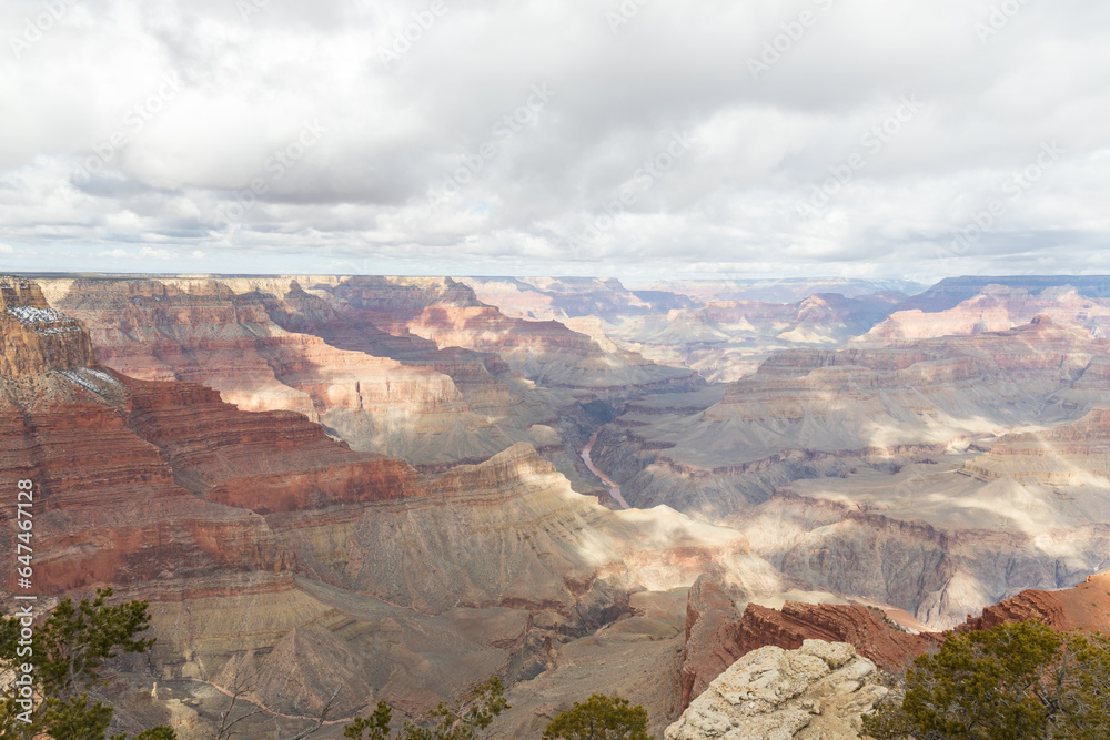 View from the South Rim at Grand Canyon National Park in winter, Arizona, USA