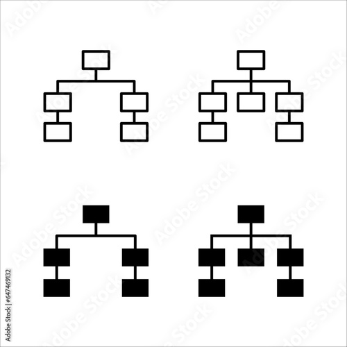 hierarchical outline, thin, flat, digital icons set for web and mobile. on a white background.	
