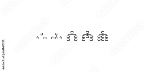 hierarchical outline, thin, flat, digital icons set for web and mobile. on a white background.	
